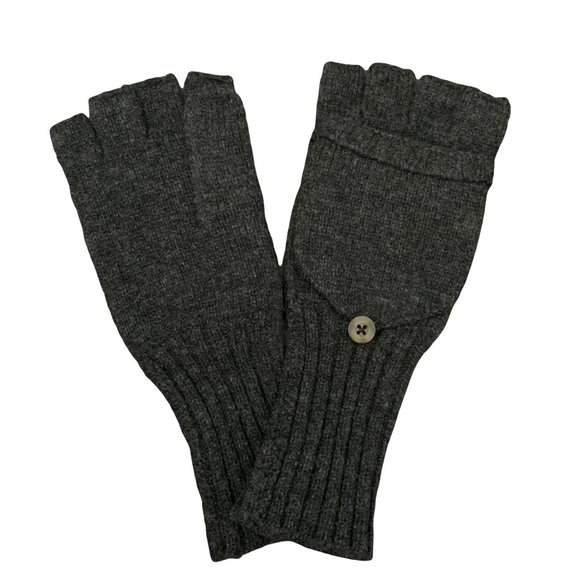 Madewell Accessories - Madewell Convertible Ribbed Wool Gloves One Size Grey Mittens Fingerless 23PE